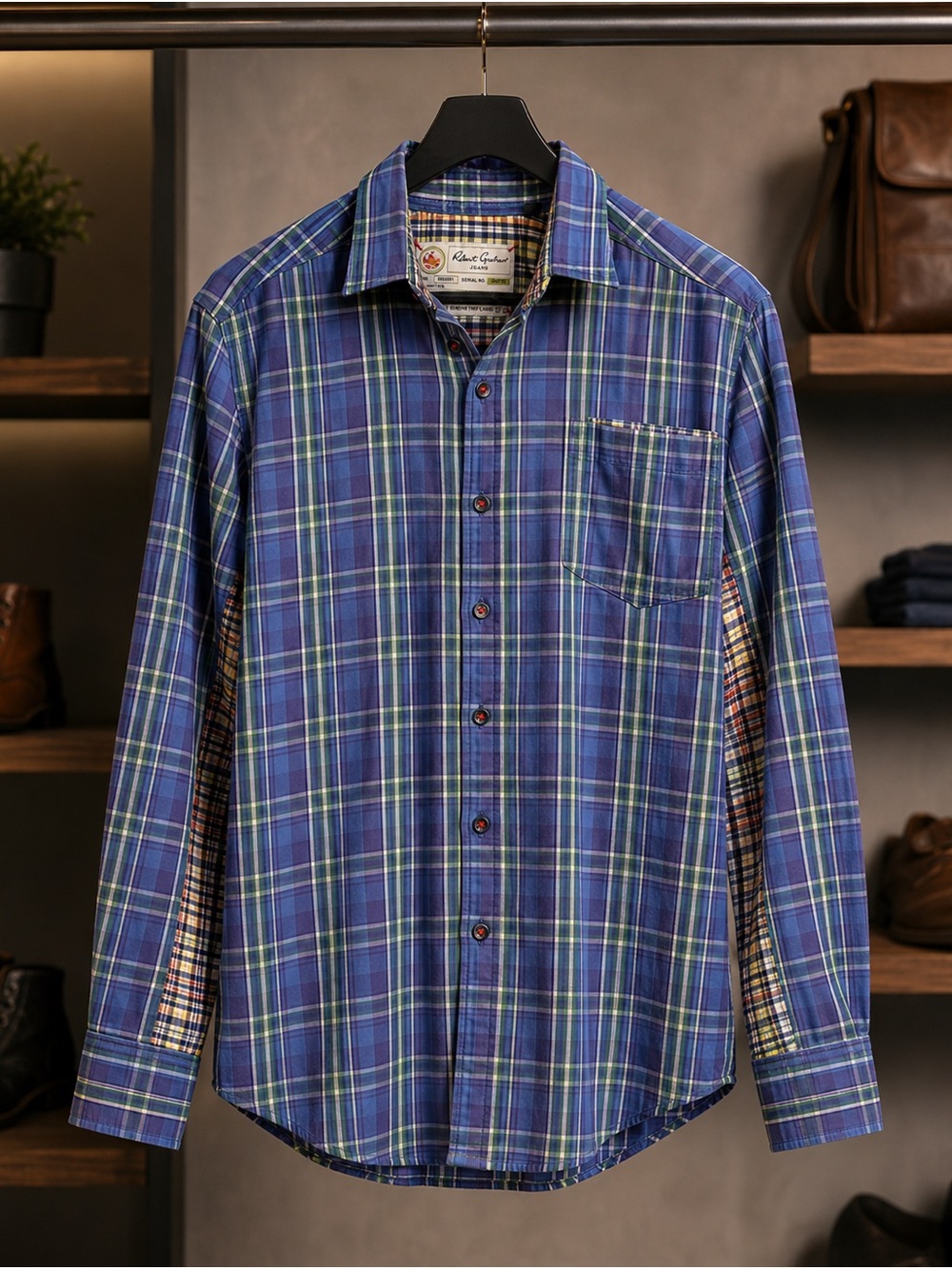 Blue plaid Robert Graham Jeans long-sleeve